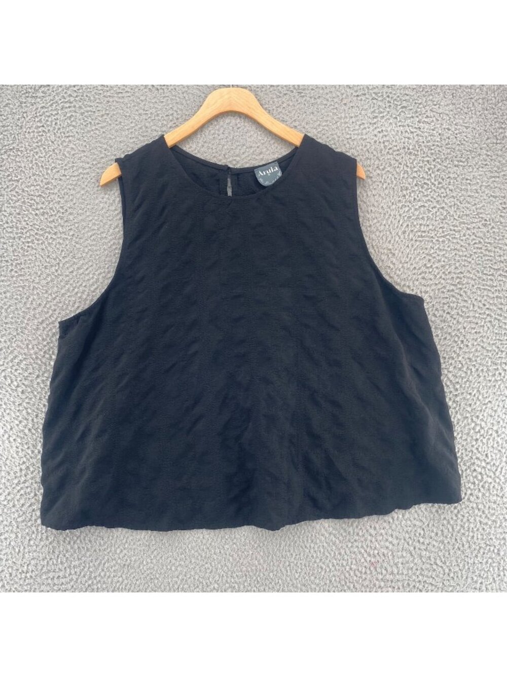 Arula Top Womens B US 18 Black Tonal Textured Plaid Sleeveless Stretch Blouse